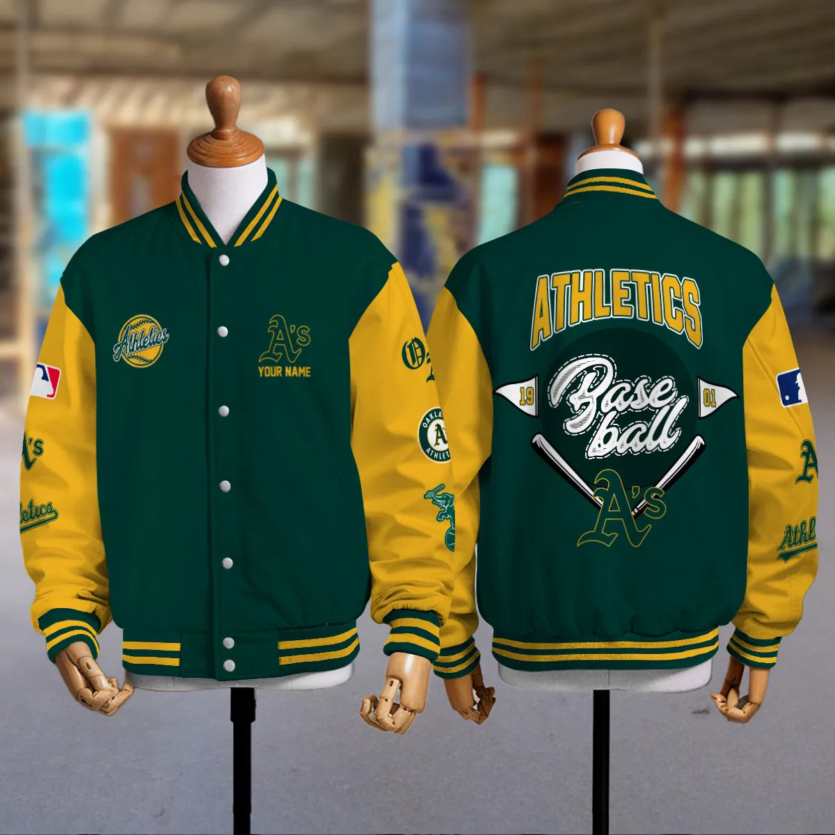 LIMITED EDITION - NEW PREMIUM MLB23 OAS OAKLAND ATHLETICS SATIN VARSITY JACKET