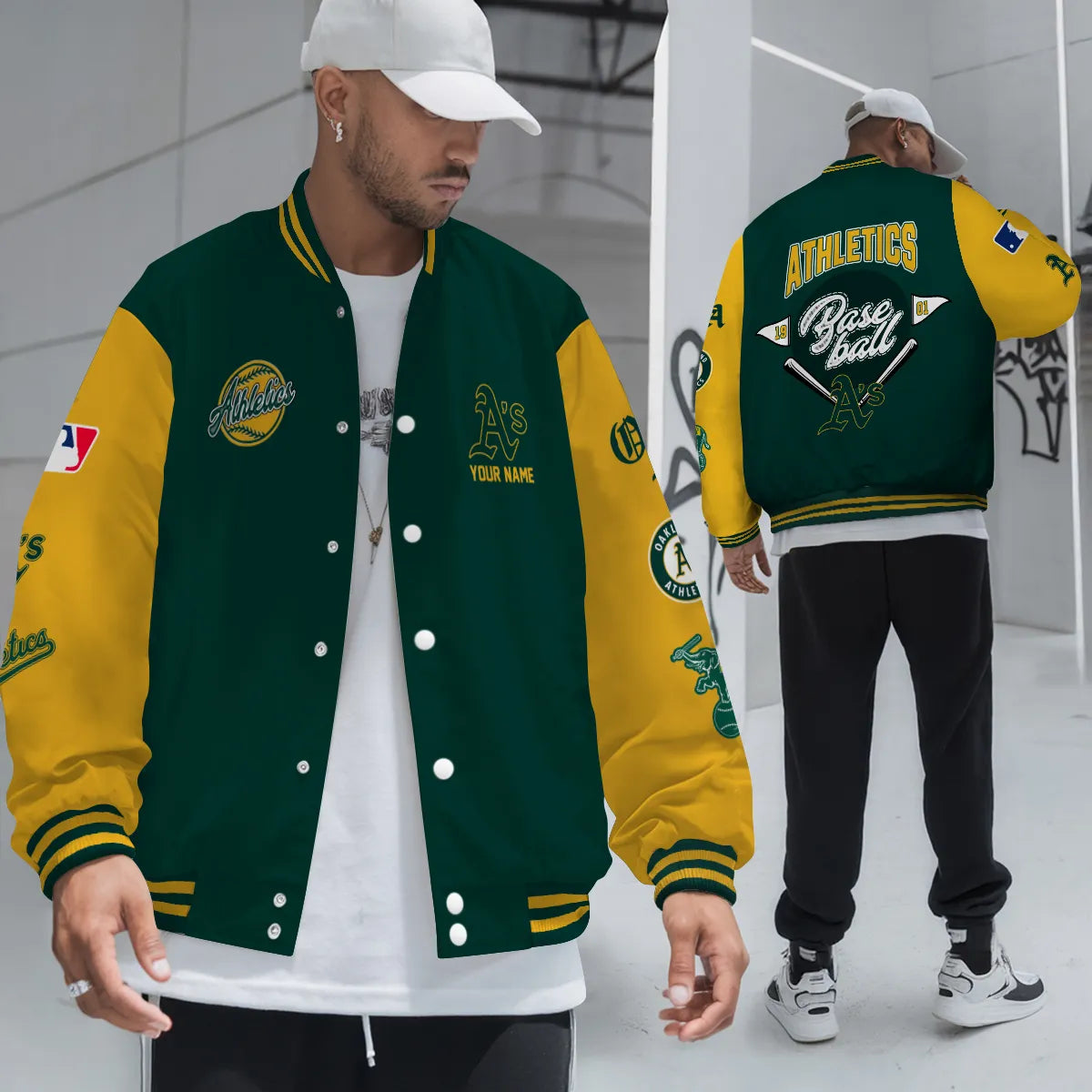 LIMITED EDITION - NEW PREMIUM MLB23 OAS OAKLAND ATHLETICS SATIN VARSITY JACKET
