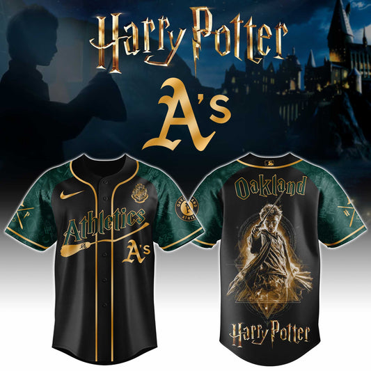 LIMITED EDITION - NEW CUSTOMIZED MLB23 OAS OAKLAND ATHLETICS x HARRY POTTER BASEBALL JERSEY & CAP