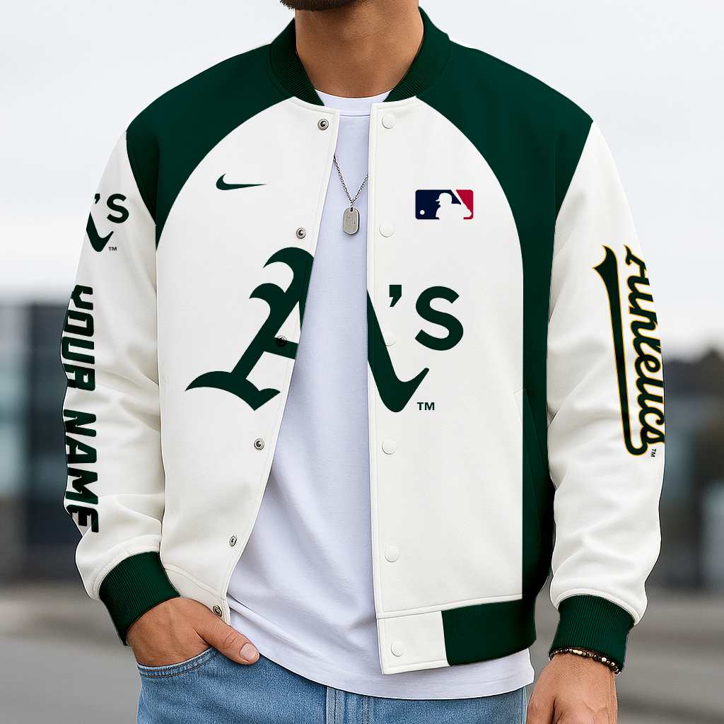 LIMITED EDITION - NEW CUSTOMIZED MLB23 OAS OAKLAND ATHLETICS BASEBALL JACKET, SATIN VARSITY JACKET