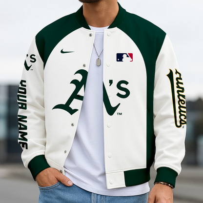 LIMITED EDITION - NEW CUSTOMIZED MLB23 OAS OAKLAND ATHLETICS BASEBALL JACKET, SATIN VARSITY JACKET