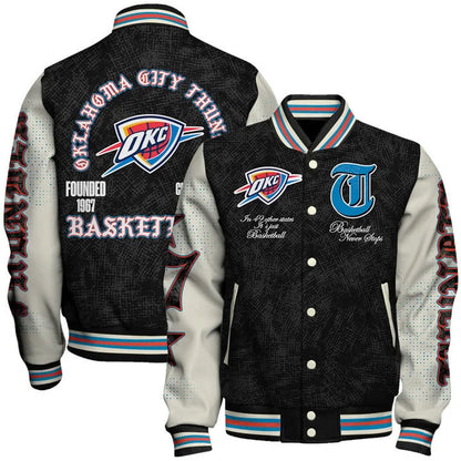 LIMITED EDITION - NEW CUSTOMIZED NBA01 OCT OKLAHOMA CITY THUNDER BASEBALL JACKET, SATIN VARSITY JACKET
