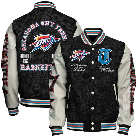 LIMITED EDITION - NEW CUSTOMIZED NBA01 OCT OKLAHOMA CITY THUNDER BASEBALL JACKET, SATIN VARSITY JACKET