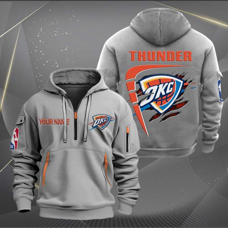 [HOT DEAL] NEW CUSTOMIZED NBA01 OC OKLAHOMA CITY THUNDER QUARTER ZIP HOODIE