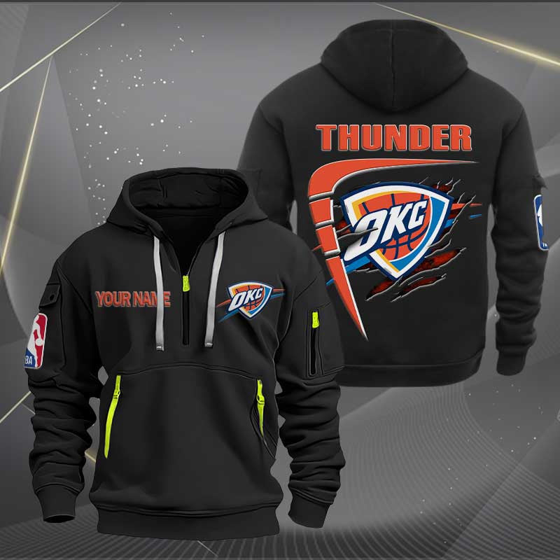 [HOT DEAL] NEW CUSTOMIZED NBA01 OC OKLAHOMA CITY THUNDER QUARTER ZIP HOODIE