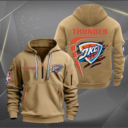 [HOT DEAL] NEW CUSTOMIZED NBA01 OC OKLAHOMA CITY THUNDER QUARTER ZIP HOODIE