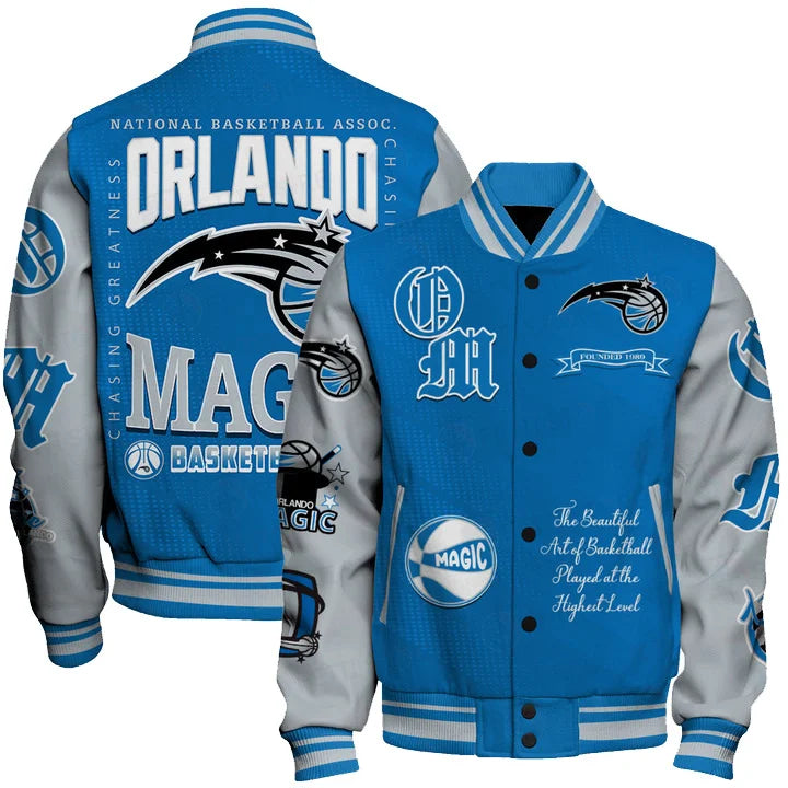 LIMITED EDITION - NEW CUSTOMIZED NBA15 OMA ORLANDO MAGIC BASEBALL JACKET, SATIN VARSITY JACKET