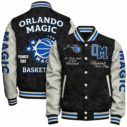 LIMITED EDITION - NEW CUSTOMIZED NBA15 OMA ORLANDO MAGIC BASEBALL JACKET, SATIN VARSITY JACKET
