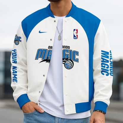 LIMITED EDITION - NEW CUSTOMIZED NBA15 OM ORLANDO MAGIC BASEBALL JACKET, SATIN VARSITY JACKET
