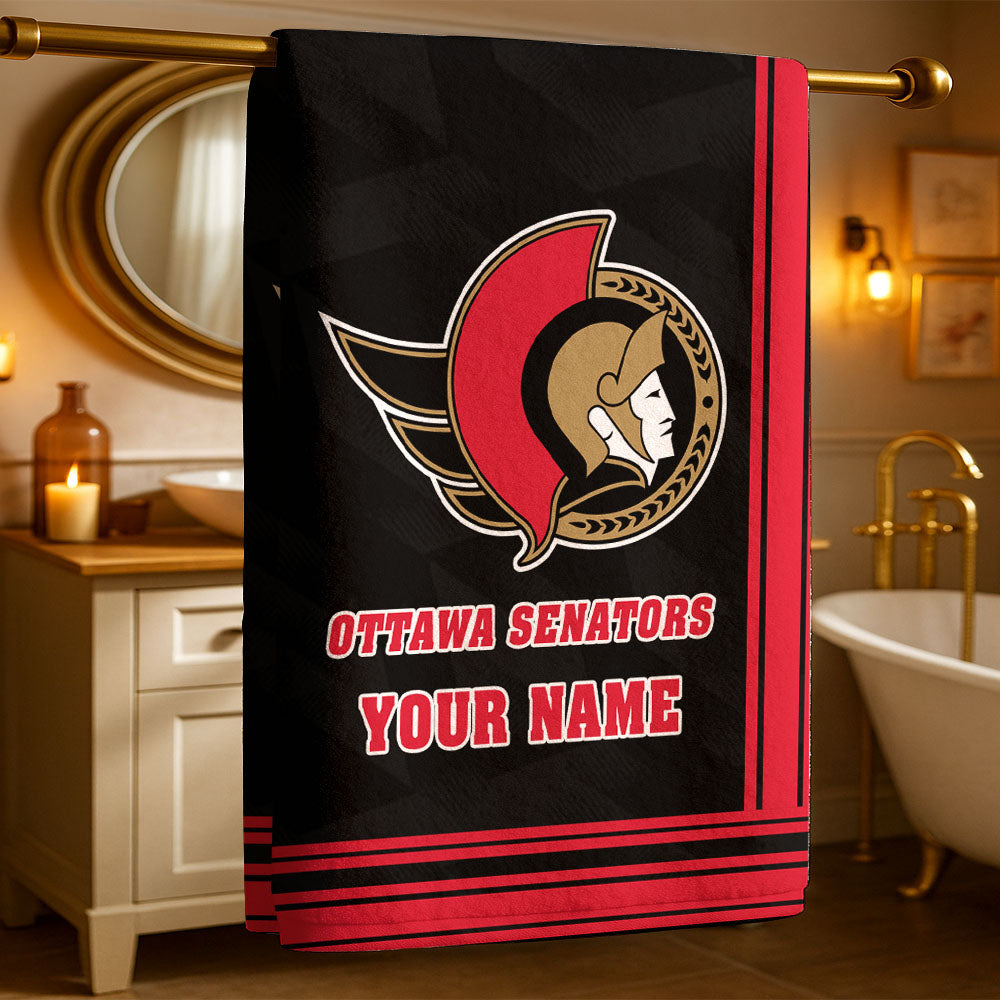 LIMITED EDITION - NEW CUSTOMIZED NHL29 OSN OTTAWA SENATORS BEACH & BATH TOWEL