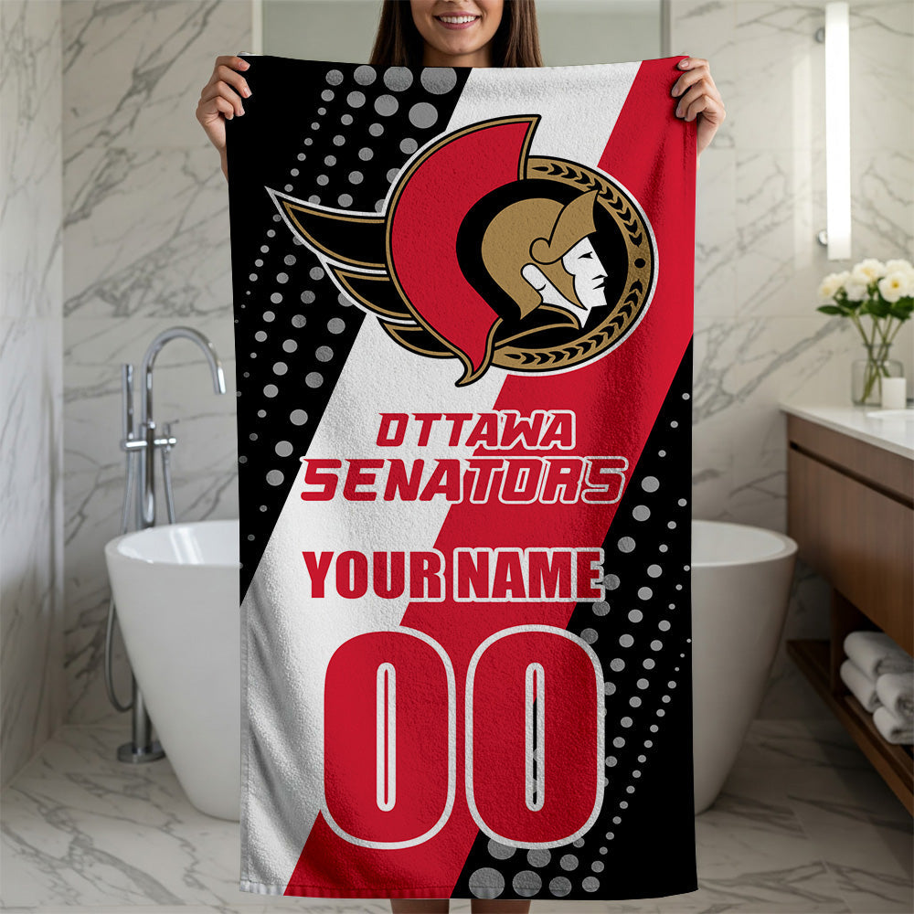 LIMITED EDITION - NEW CUSTOMIZED NHL29 OSN OTTAWA SENATORS BEACH & BATH TOWEL
