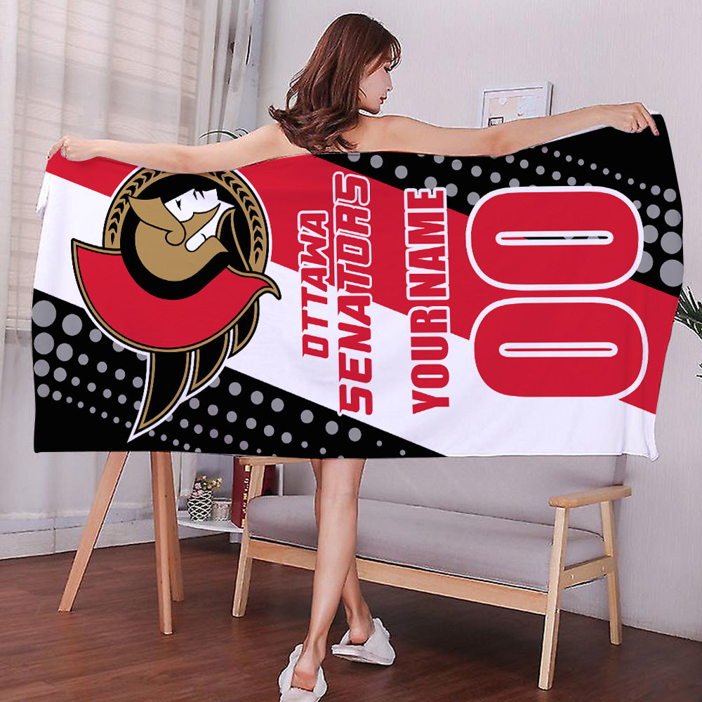 LIMITED EDITION - NEW CUSTOMIZED NHL29 OSN OTTAWA SENATORS BEACH & BATH TOWEL