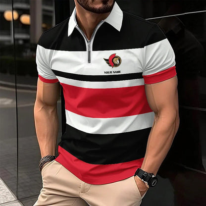 LIMITED EDITION - NEW CUSTOMIZED NHL29 OSN OTTAWA SENATORS ZIP POLO SHIRT