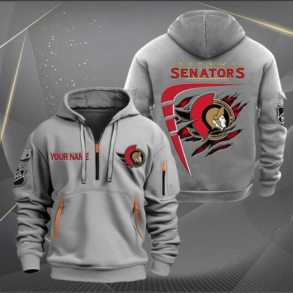 LIMITED EDITION - NEW CUSTOMIZED NHL29 OSN OTTAWA SENATORS QUARTER ZIP HOODIE
