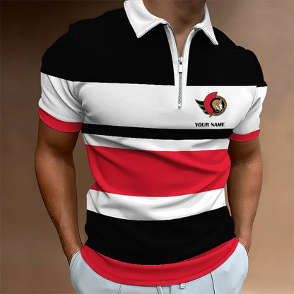 LIMITED EDITION - NEW CUSTOMIZED NHL29 OSN OTTAWA SENATORS ZIP POLO SHIRT