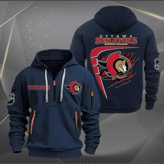 LIMITED EDITION - NEW CUSTOMIZED NHL29 OSN OTTAWA SENATORS QUARTER ZIP HOODIE