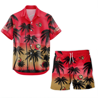 LIMITED EDITION - NEW CUSTOMIZED NHL29 OSN OTTAWA SENATORS UNISEX HAWAIIAN SHIRT & SHORTS SET