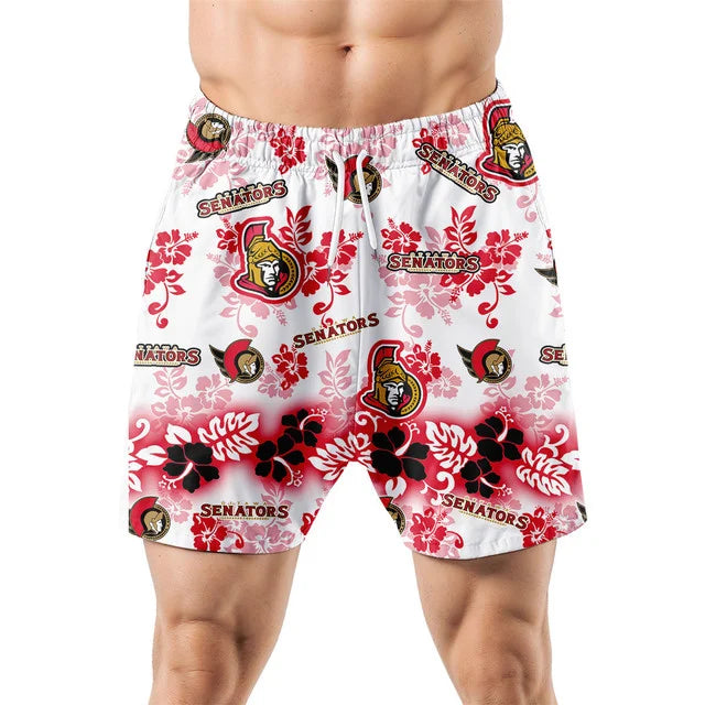 LIMITED EDITION - NEW CUSTOMIZED NHL29 OSN OTTAWA SENATORS UNISEX HAWAIIAN SHIRT & SHORTS SET