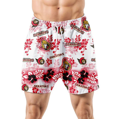 LIMITED EDITION - NEW CUSTOMIZED NHL29 OSN OTTAWA SENATORS UNISEX HAWAIIAN SHIRT & SHORTS SET