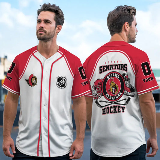 LIMITED EDITION - NEW CUSTOMIZED NHL29 OSN OTTAWA SENATORS BASEBALL JERSEY