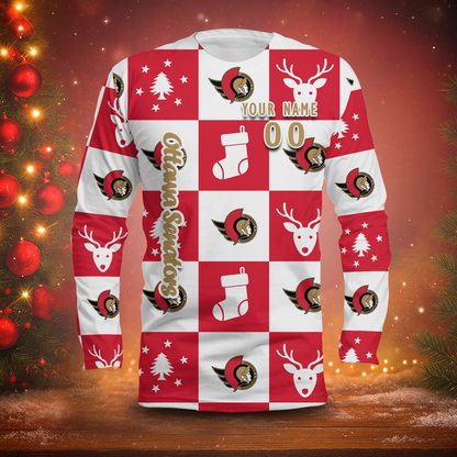 LIMITED EDITION - NEW CUSTOMIZED NHL29 OSN OTTAWA SENATORS LONG SLEEVED T-SHIRT