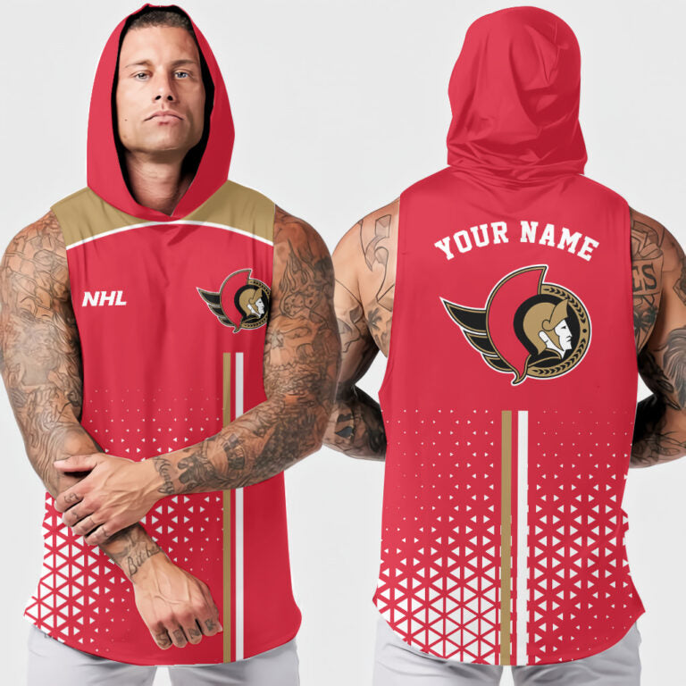 LIMITED EDITION - NEW CUSTOMIZED NHL29 OSN OTTAWA SENATORS HOODED TANK TOP