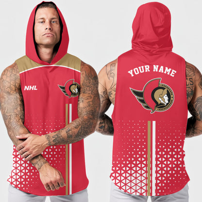 LIMITED EDITION - NEW CUSTOMIZED NHL29 OSN OTTAWA SENATORS HOODED TANK TOP