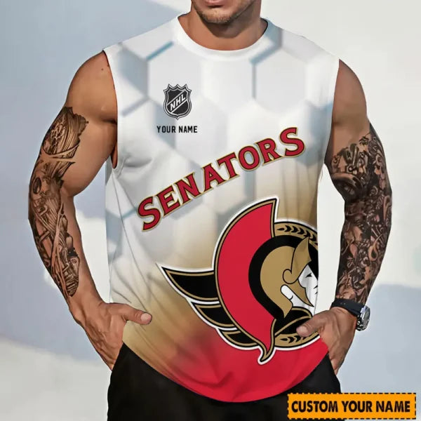 LIMITED EDITION - NEW CUSTOMIZED NHL29 OSN OTTAWA SENATORS TANK TOP & GYM SHIRT