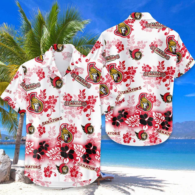 LIMITED EDITION - NEW CUSTOMIZED NHL29 OSN OTTAWA SENATORS UNISEX HAWAIIAN SHIRT & SHORTS SET