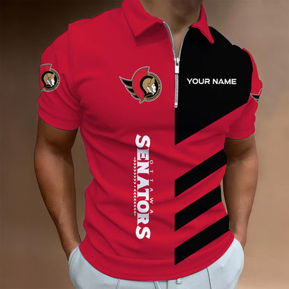 LIMITED EDITION - NEW CUSTOMIZED NHL29 OSN OTTAWA SENATORS ZIP POLO SHIRT