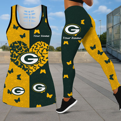 LIMITED EDITION - NEW CUSTOMIZED NFL08 GBP GREEN BAY PACKERS LEGGINGS & HOLLOW TANK TOP SET
