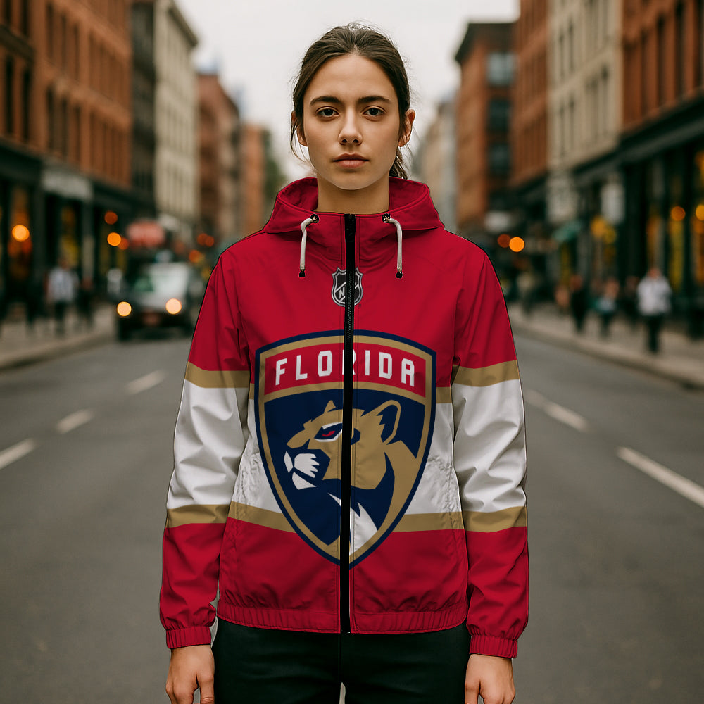 LIMITED EDITION - NEW CUSTOMIZED NHL01 FPT FLORIDA PANTHERS WINDBREAKER JERSEY JACKET