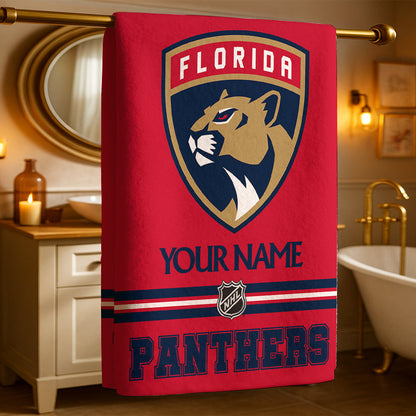 LIMITED EDITION - NEW CUSTOMIZED NHL01 FPT FLORIDA PANTHERS BEACH & BATH TOWEL