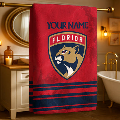 LIMITED EDITION - NEW CUSTOMIZED NHL01 FPT FLORIDA PANTHERS BEACH & BATH TOWEL