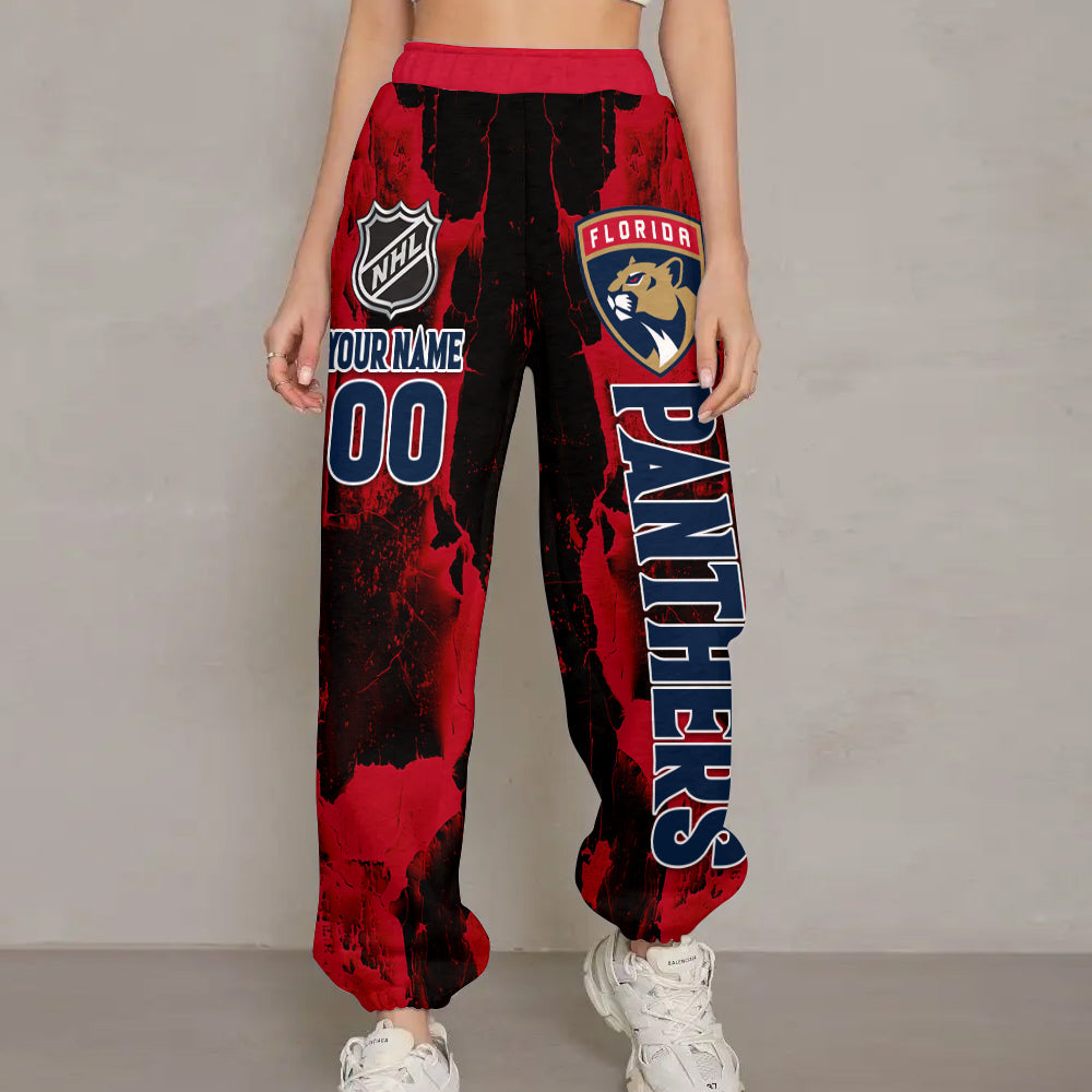 LIMITED EDITION - NEW CUSTOMIZED NHL01 FPT FLORIDA PANTHERS LONG PANTS