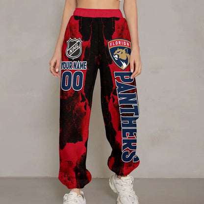 LIMITED EDITION - NEW CUSTOMIZED NHL01 FPT FLORIDA PANTHERS LONG PANTS