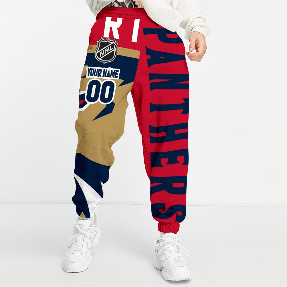 LIMITED EDITION - NEW CUSTOMIZED NHL01 FPT FLORIDA PANTHERS LONG PANTS