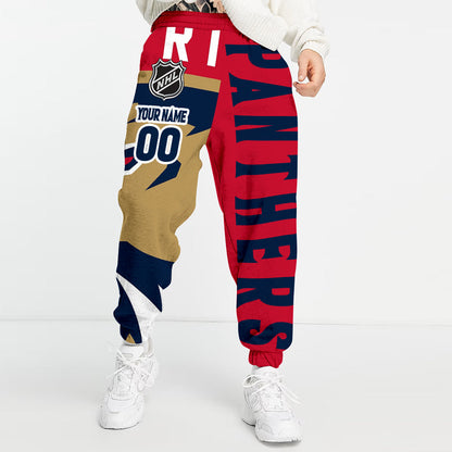 LIMITED EDITION - NEW CUSTOMIZED NHL01 FPT FLORIDA PANTHERS LONG PANTS