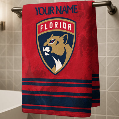 LIMITED EDITION - NEW CUSTOMIZED NHL01 FPT FLORIDA PANTHERS BEACH & BATH TOWEL