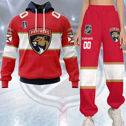 LIMITED EDITION - NEW CUSTOMIZED NHL01 FPT FLORIDA PANTHERS COMBO HOODIE & LONGPANTS