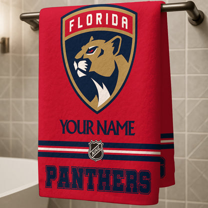LIMITED EDITION - NEW CUSTOMIZED NHL01 FPT FLORIDA PANTHERS BEACH & BATH TOWEL