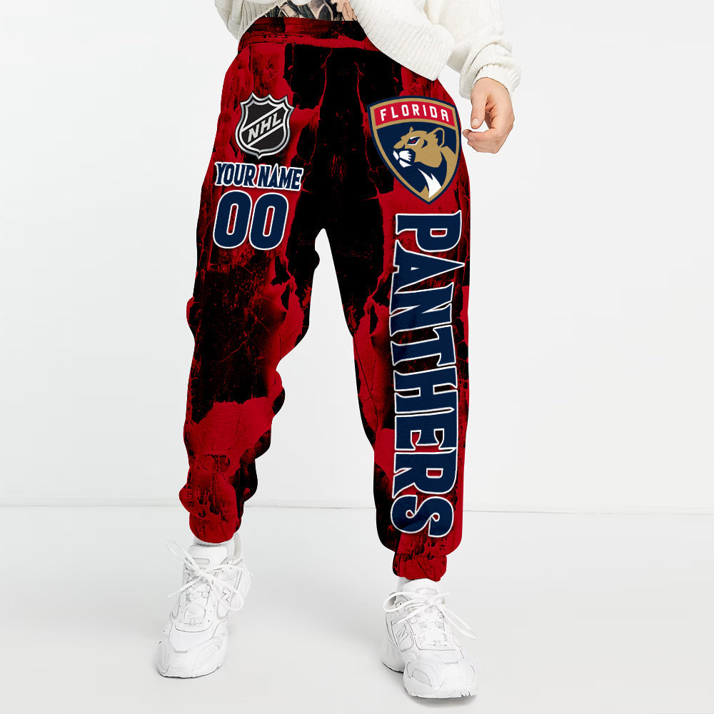 LIMITED EDITION - NEW CUSTOMIZED NHL01 FPT FLORIDA PANTHERS LONG PANTS