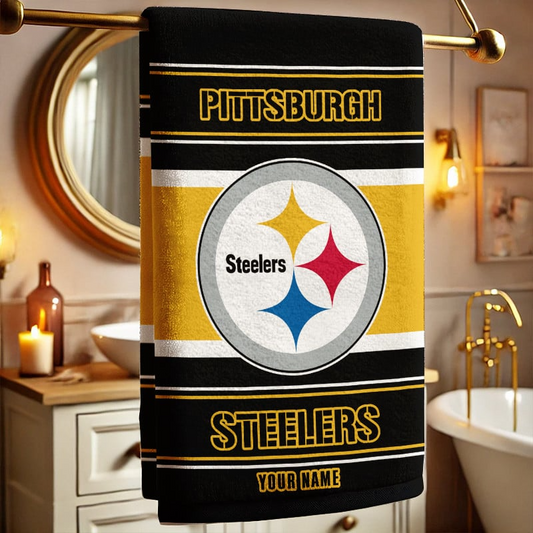 LIMITED EDITION - NEW CUSTOMIZED NFL14 PSB PITTSBURGH STEELERS BEACH & BATH TOWEL (KIDS & ADULTS)