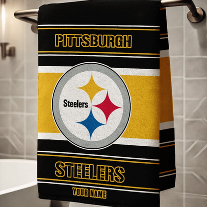 LIMITED EDITION - NEW CUSTOMIZED NFL14 PSB PITTSBURGH STEELERS BEACH & BATH TOWEL (KIDS & ADULTS)