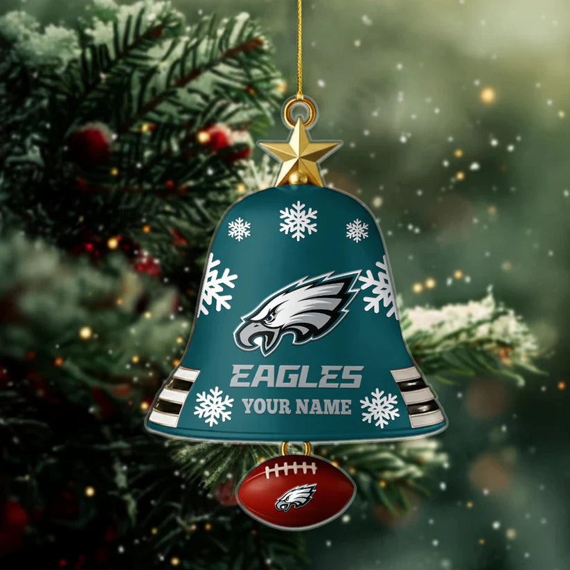 LIMITED EDITION - NEW CUSTOMIZED NFL02 PPE PHILADELPHIA EAGLES ACRYLIC CHRISTMAS BELL ORNAMENT