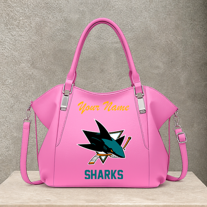 LIMITED EDITION - NEW CUSTOMIZED NHL32 SJS SAN JOSE SHARKS SHOULDER HANDBAG