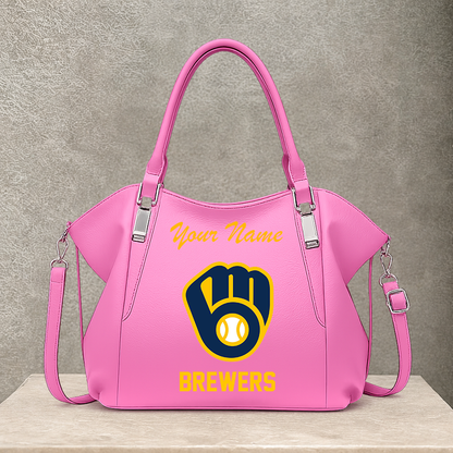 LIMITED EDITION - NEW CUSTOMIZED MLB15 MBS MILWAUKEE BREWERS SHOULDER HANDBAG