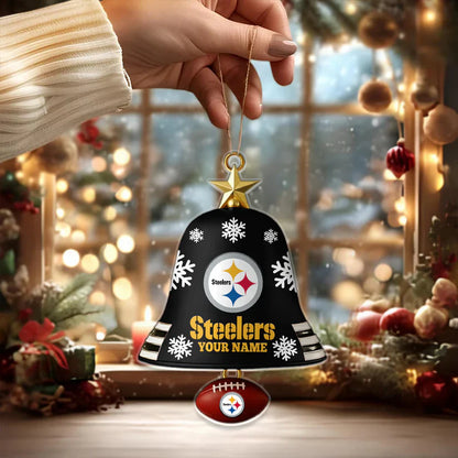 LIMITED EDITION - NEW CUSTOMIZED NFL14 PSB PITTSBURGH STEELERS ACRYLIC CHRISTMAS BELL ORNAMENT