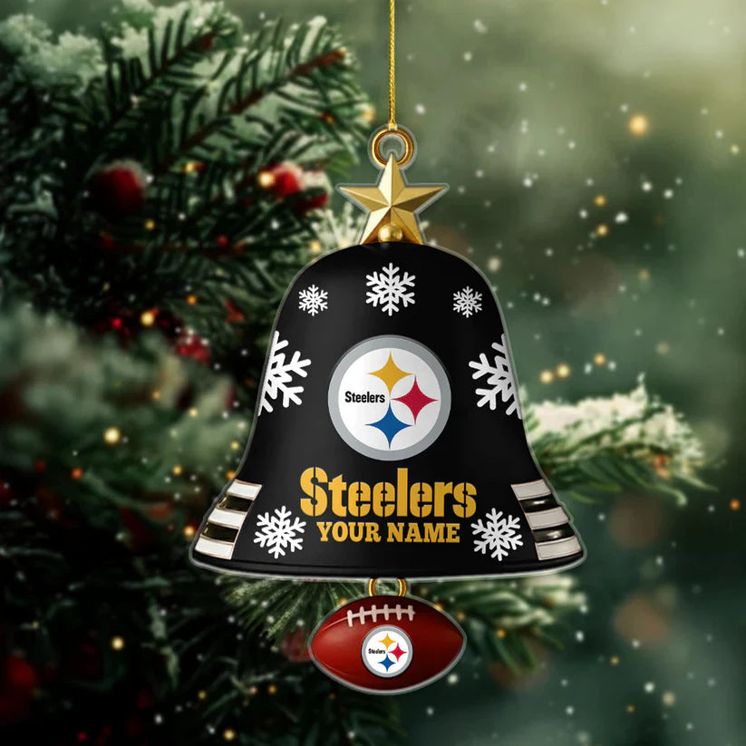 LIMITED EDITION - NEW CUSTOMIZED NFL14 PSB PITTSBURGH STEELERS ACRYLIC CHRISTMAS BELL ORNAMENT
