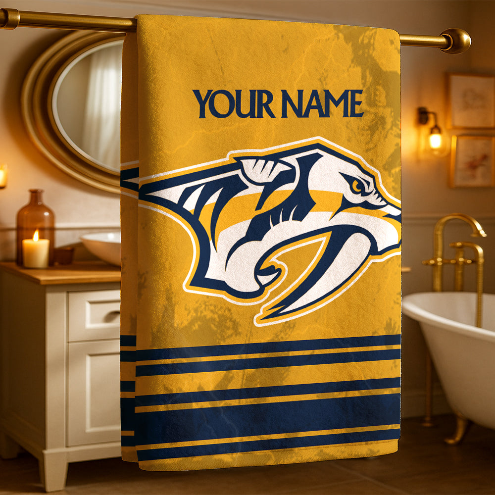 LIMITED EDITION - NEW CUSTOMIZED NHL31 NVP NASHVILLE PREDATORS BEACH & BATH TOWEL